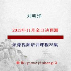 刘明洋2013年11月金口诀预测录像视频培训课程25集