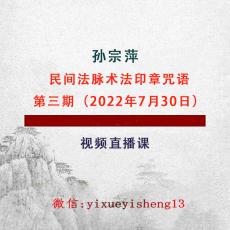 孙宗萍民间法脉术法印章咒语第三期（2022年7月30日）视频直播课